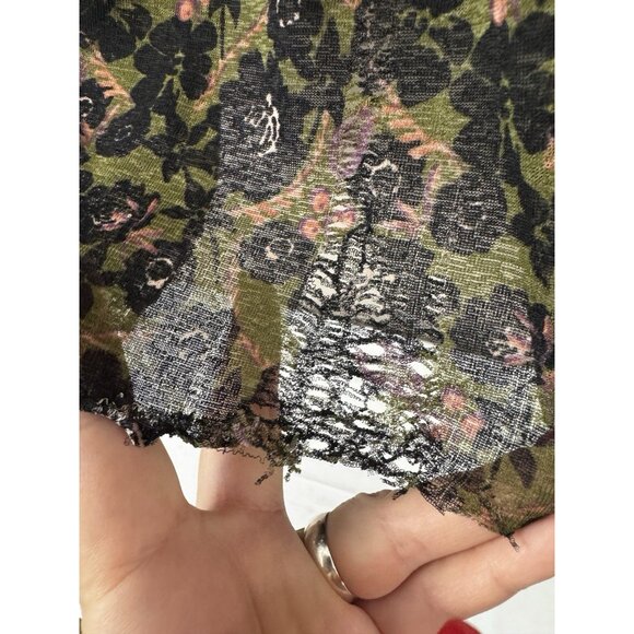 Free People Bella Black Floral Tunic S Babydoll Romantic Boho Peasant Flowy Tier - Picture 3 of 9